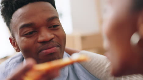 Pizza,-fast-food-and-love-with-a-black-couple