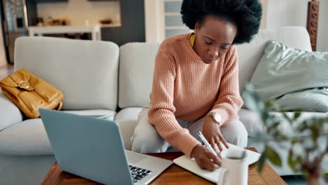 Laptop,-home-and-black-woman-working
