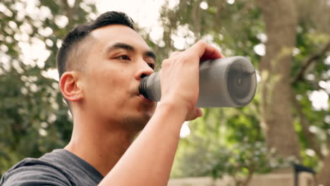 Drinking-water,-calm-and-outdoor-man-from-China