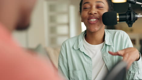 Black-woman,-radio-microphone