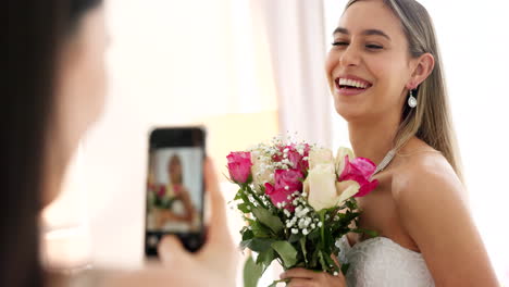 Bride,-bridesmaid-and-wedding-picture-with-phone