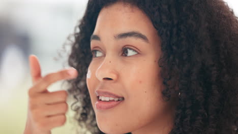Skincare,-sunscreen-and-black-woman-face