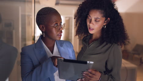 Black-women,-business-and-tablet-in-discussion