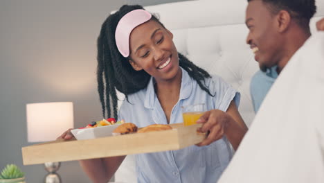 Breakfast,-bed-and-black-people-couple
