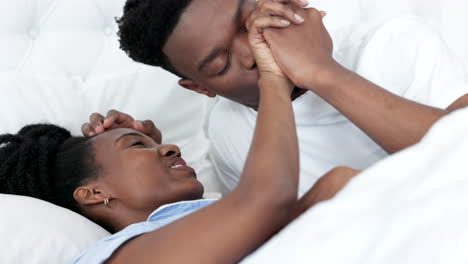 Love,-bond-and-black-couple-relaxing-in-bed