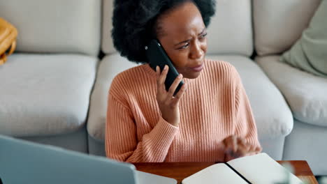 Phone-call,-stress-or-angry-black-woman