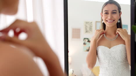Wedding,-jewellery-and-mirror-with-bride-feeling