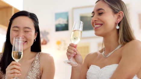 Hochzeit,-Braut-Und-Toast-Mit-Einer-Frau