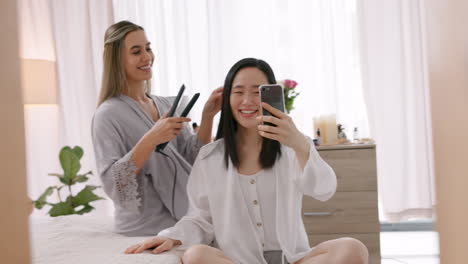 Phone,-salon-and-hairdresser-with-influencer-live