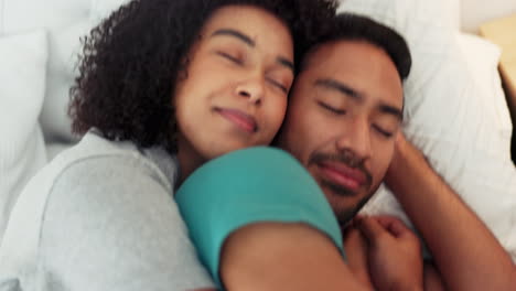 Love,-hug-and-relax-couple-sleep-in-bed-together