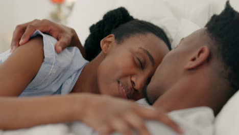 Love,-hug-and-kiss-bedroom-black-couple-relaxing