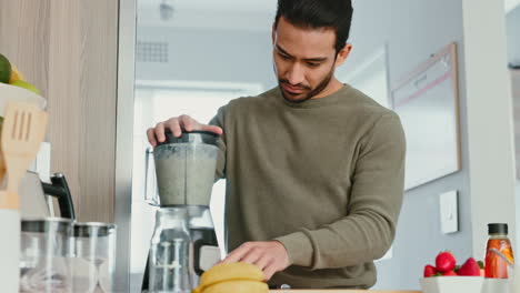 Healthy-man,-smoothie-and-vegan-diet-with-an-asian