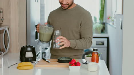 Asian-man,-green-smoothie-and-healthy-juice