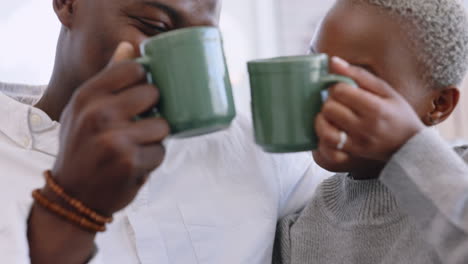 Coffee,-couple-and-toast-with-a-black-woman