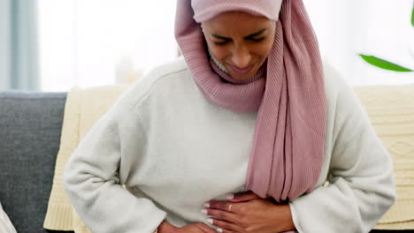 Arab-woman,-menstruation-and-stomach-pain