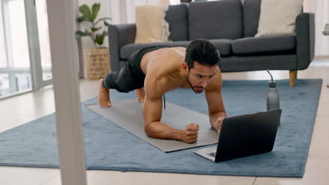 Fitness,-internet-workout-and-man-in-living-room
