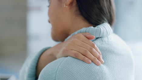 Massage,-injury-and-pain-with-shoulder-of-woman