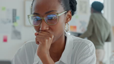 Stress,-laptop-and-web-design-black-woman-of-SEO