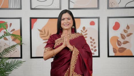 Indian-woman-Namaste-and-greeting