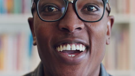Black-man,-face-glasses-and-laughing-portrait
