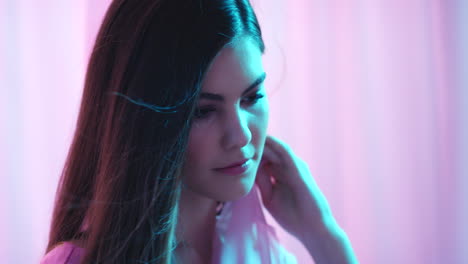 Young-woman-with-pink-lights