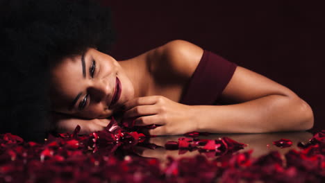 Roses,-beauty-and-portrait-of-a-black-model