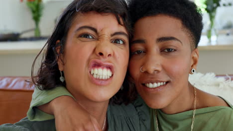 Lesbian-couple,-comic-and-selfie-of-black-women