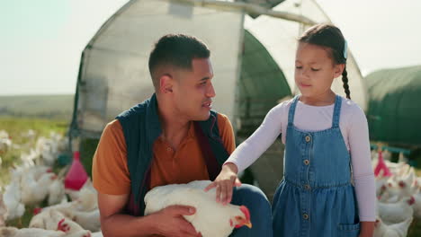 Agriculture,-farm-and-girl-with-chicken