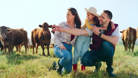 Farm,-cattle-and-family-in-sustainable-field