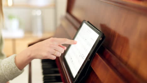 Girl,-piano-and-tablet-with-teacher-for-learning