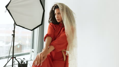 Black-woman-fashion-model,-photoshoot