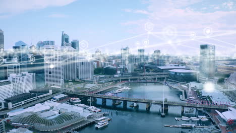 Drone-of-smart-city,-cloud-computing