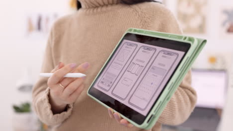 Tablet,-ux-design-and-hands-of-business-woman