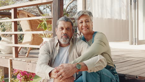 Senior-couple,-love-and-hug-outdoor-at-home-porch