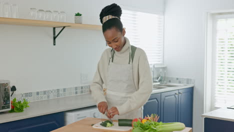 Black-couple-cooking,-love-and-vegetable