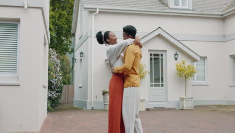 Black-couple,-happy-and--house-finance