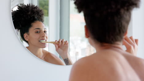 Mirror,-black-woman-and-brushing-teeth
