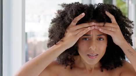 Worry,-skincare-and-black-woman-face-with-anxiety