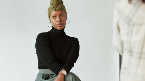 Black-woman-model-at-photoshoot-in-studio