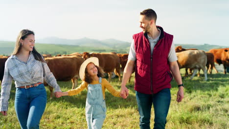 Familie,-Landwirtschaft-Und-Landbauer-Mit-Mädchen