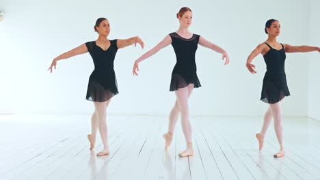 Bailarina-De-Ballet,-Grupo-Mujer-Bailarina
