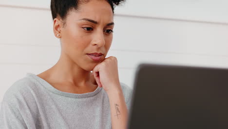Laptop,-confused-and-thinking-with-a-black-woman