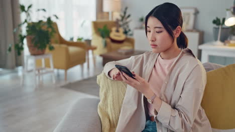 Phone,-living-room-and-woman-from-China