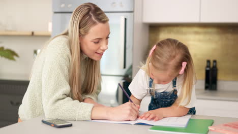 Education,-mother-and-learning-child-writing