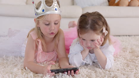 Learning,-phone-and-children-streaming-a-video