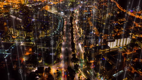 Digitale-Stadt-,-Nacht--Und-Netzwerkdaten-In-IoT