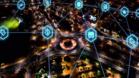 Aerial-night-traffic,-networking
