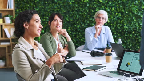 Teamarbeit,-Diskussion-Und-Geschäftsfrauen-In-Meetings