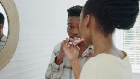Dental-hygiene,-toothbrush-and-black-couple