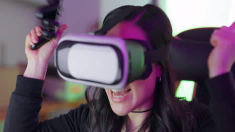 Virtual-reality,-winner-and-gamer-woman-for-gaming